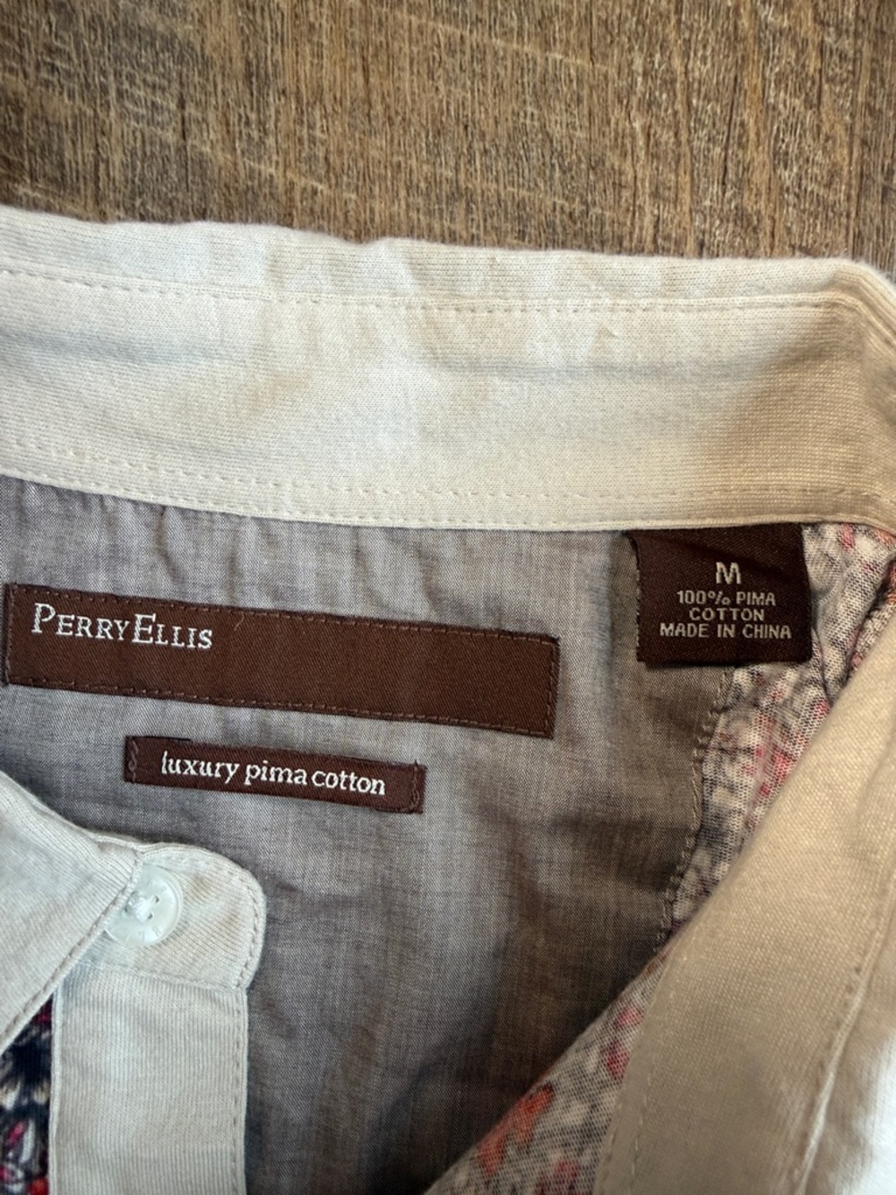 Perry Ellis Polo Floral Print Short Sleeve Button Up Luxury Pima Cotton Size M - Picture 9 of 10